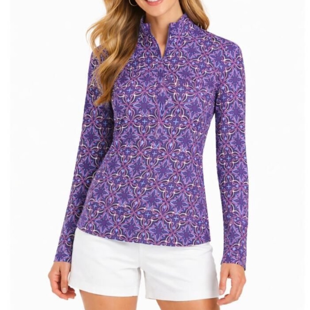 J McLaughlin Catalina Cloth 1/4 Zip Pullover Top Womens XL Golf Stretch Outdoor